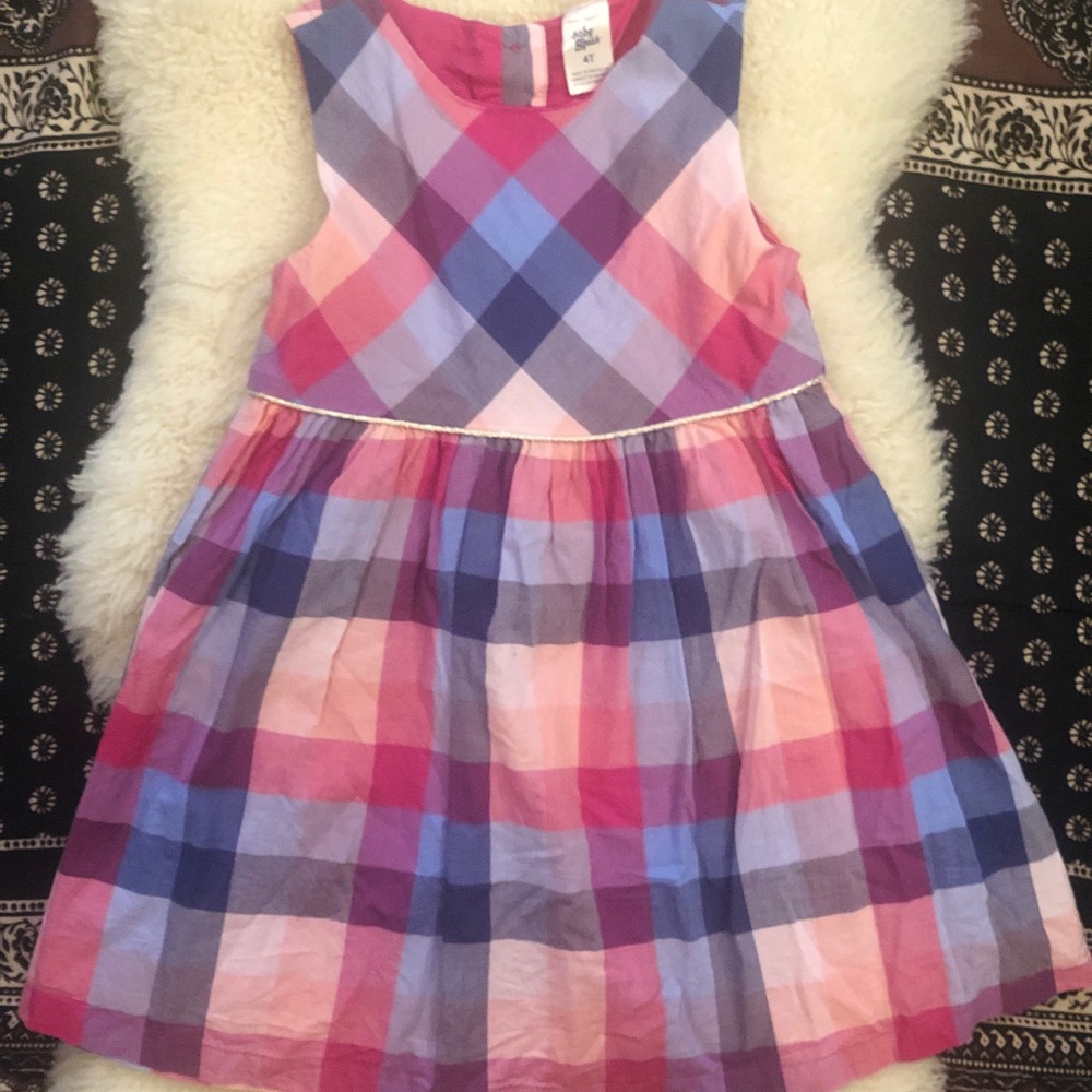 Girls Baby B’gosh Pink Plaid Sleeves Dress; Size 4T